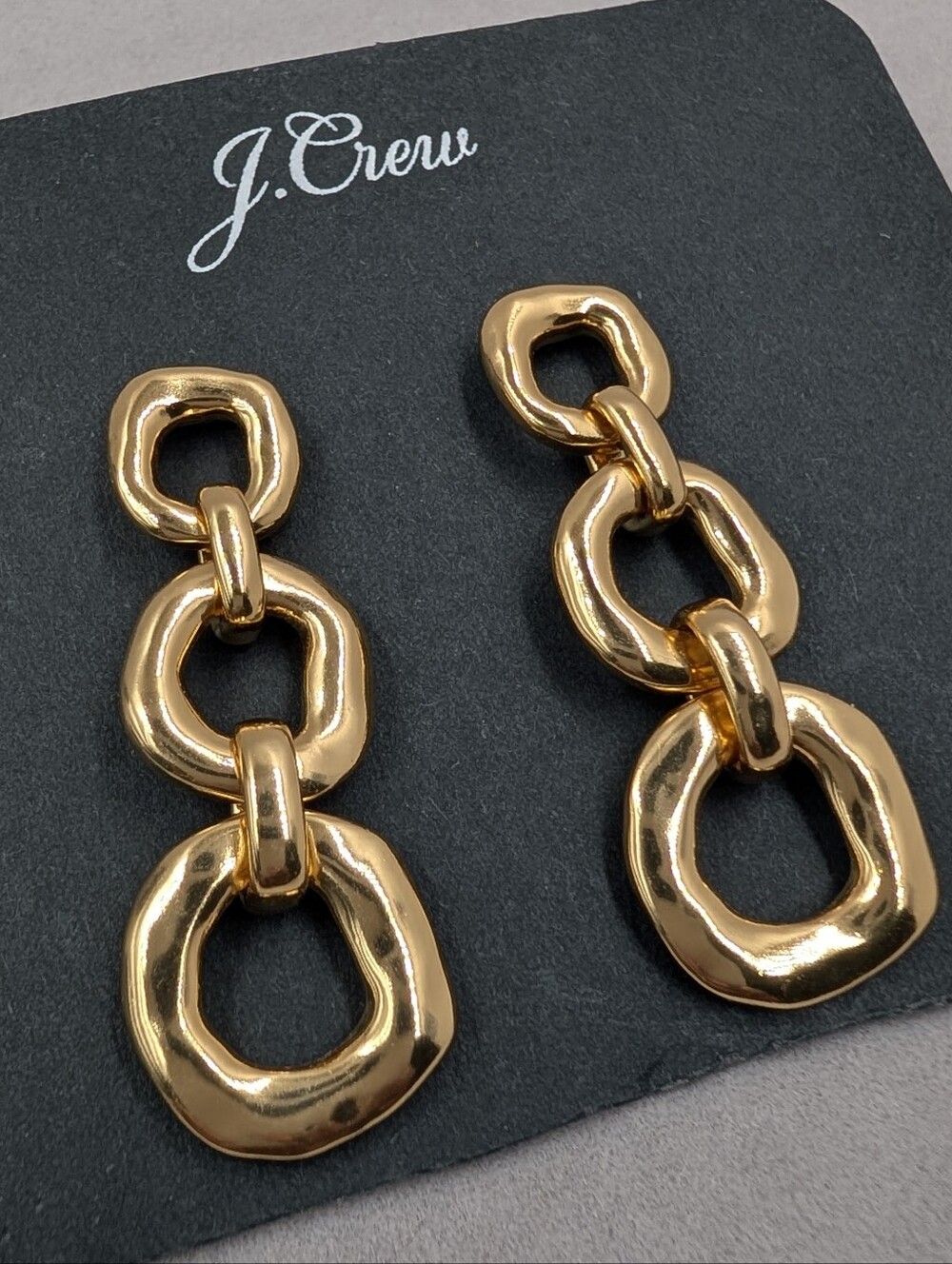 J.Crew Triple-Square Drop Earrings Burnished Gold BB527 | 1034